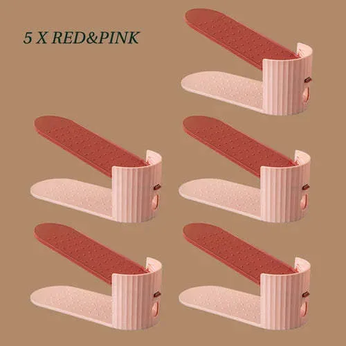 5PCS Double adjustable shoe rack