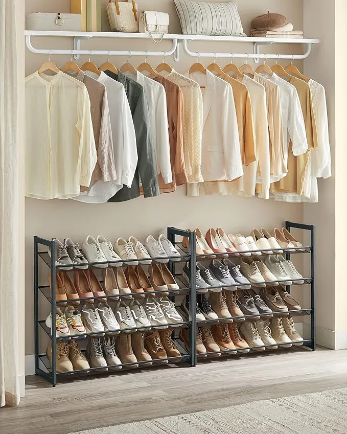 8 Tier Metal Stackable Shoe Rack - Charcoal Grey