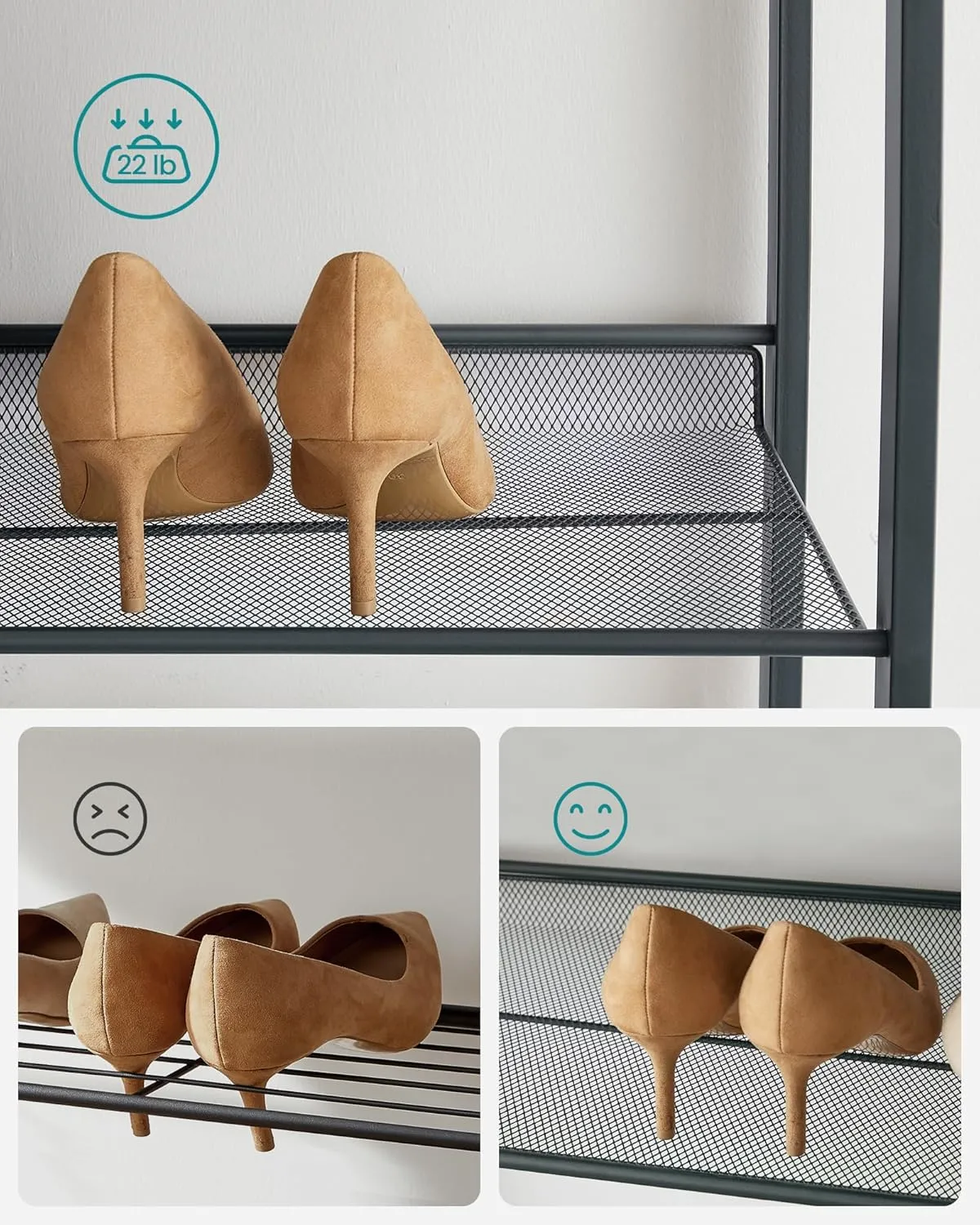 8 Tier Metal Stackable Shoe Rack - Charcoal Grey