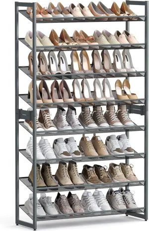 8 Tier Metal Stackable Shoe Rack - Charcoal Grey