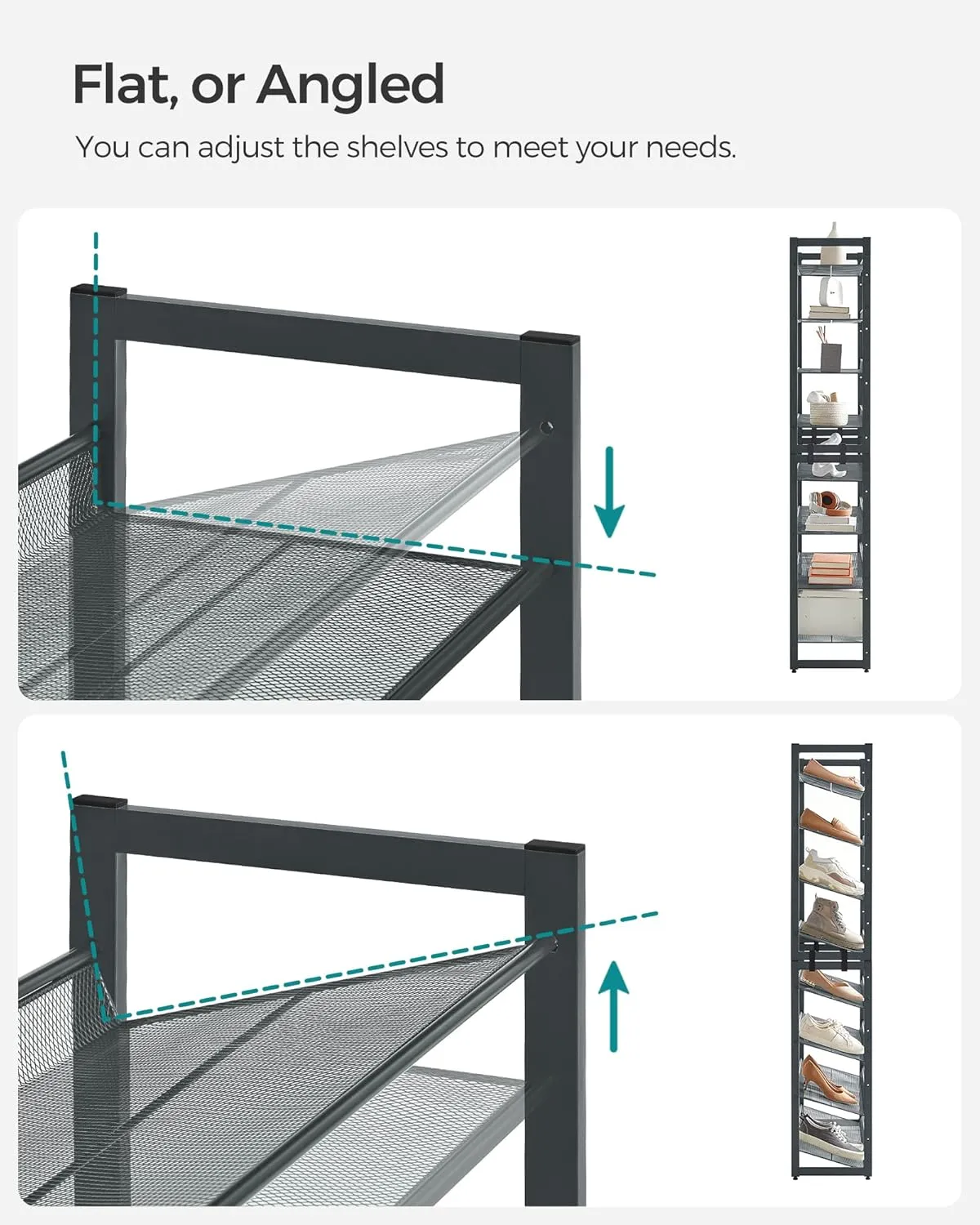 8 Tier Metal Stackable Shoe Rack - Charcoal Grey