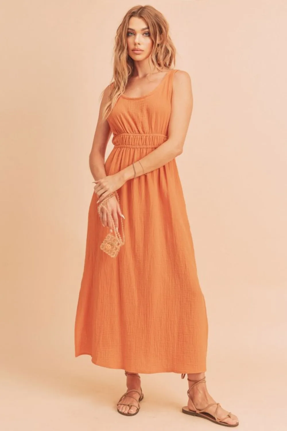 Aemi   Co Side Slit Round Neck Sleeveless Tank Dress