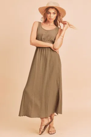 Aemi   Co Side Slit Round Neck Sleeveless Tank Dress