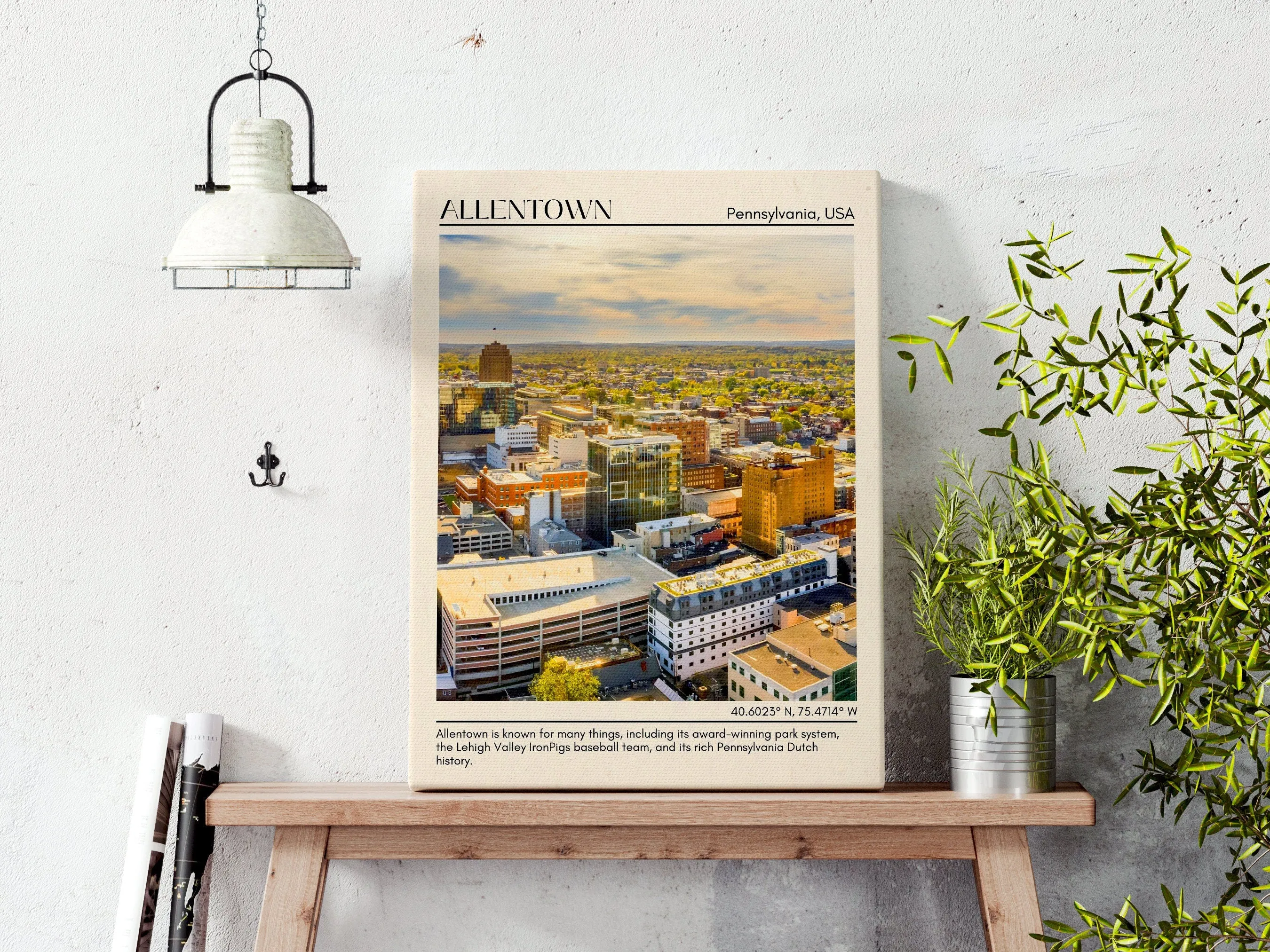 Allentown Minimal Wall Art, Pennsylvania, USA