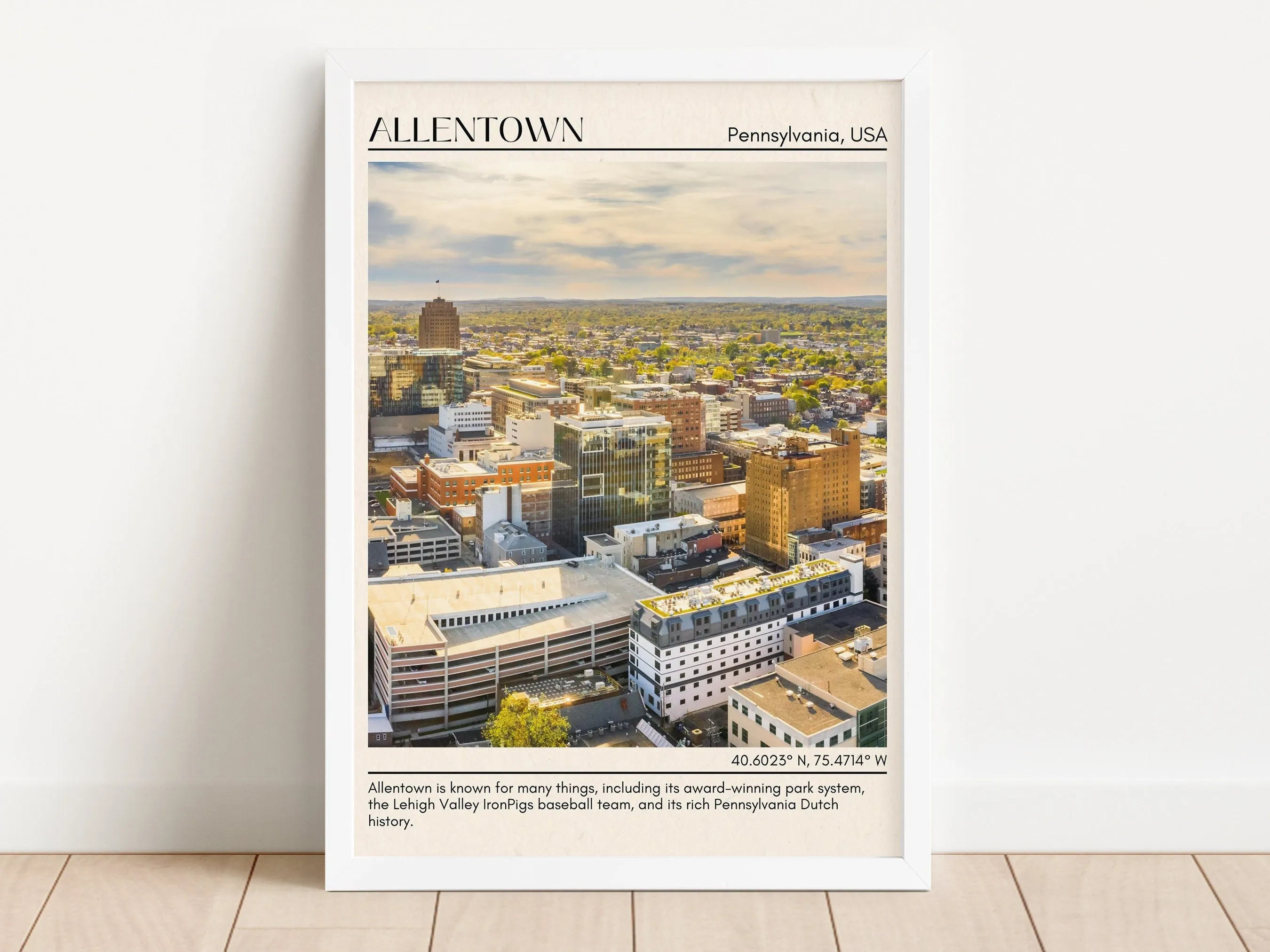 Allentown Minimal Wall Art, Pennsylvania, USA