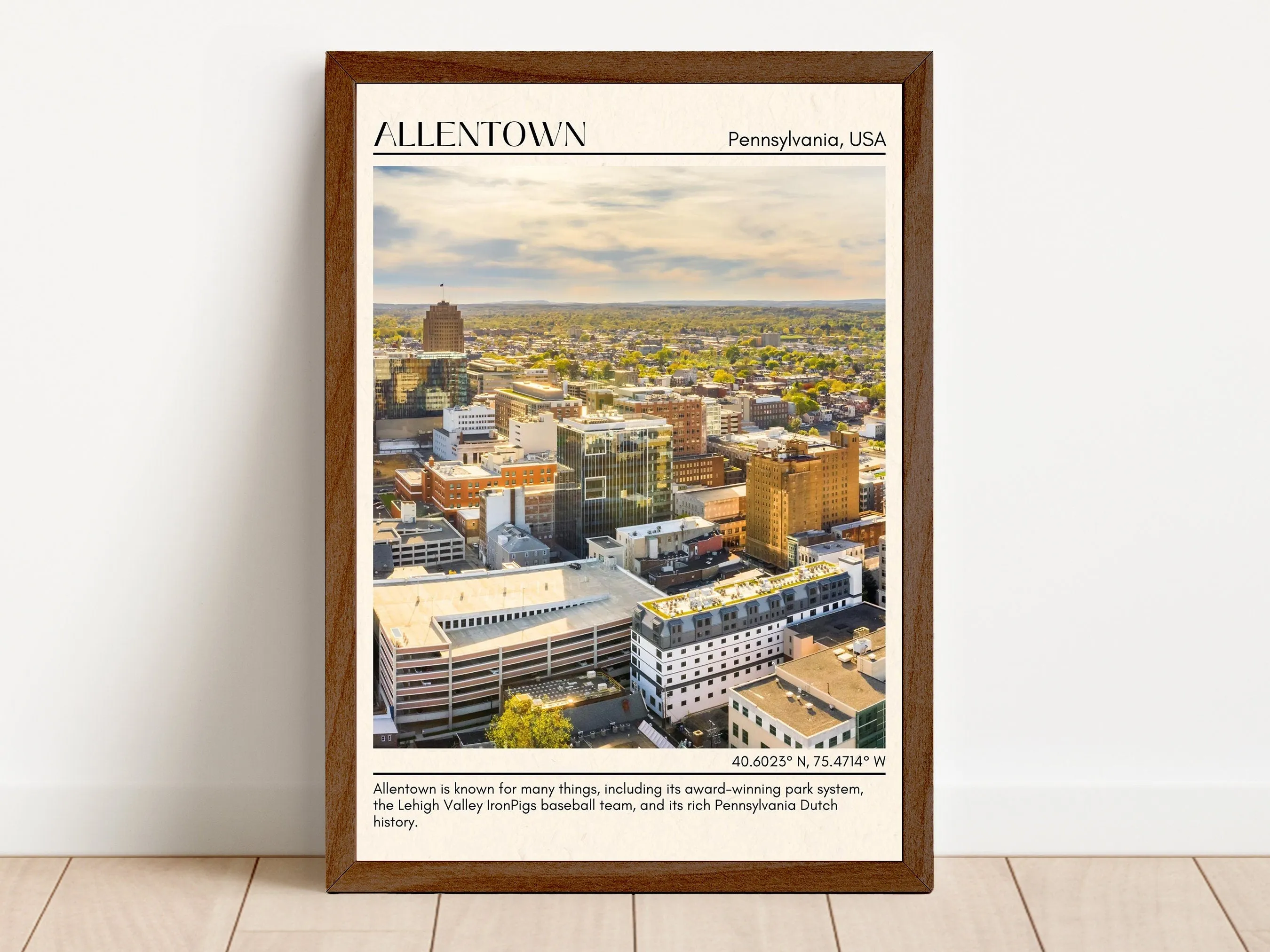 Allentown Minimal Wall Art, Pennsylvania, USA