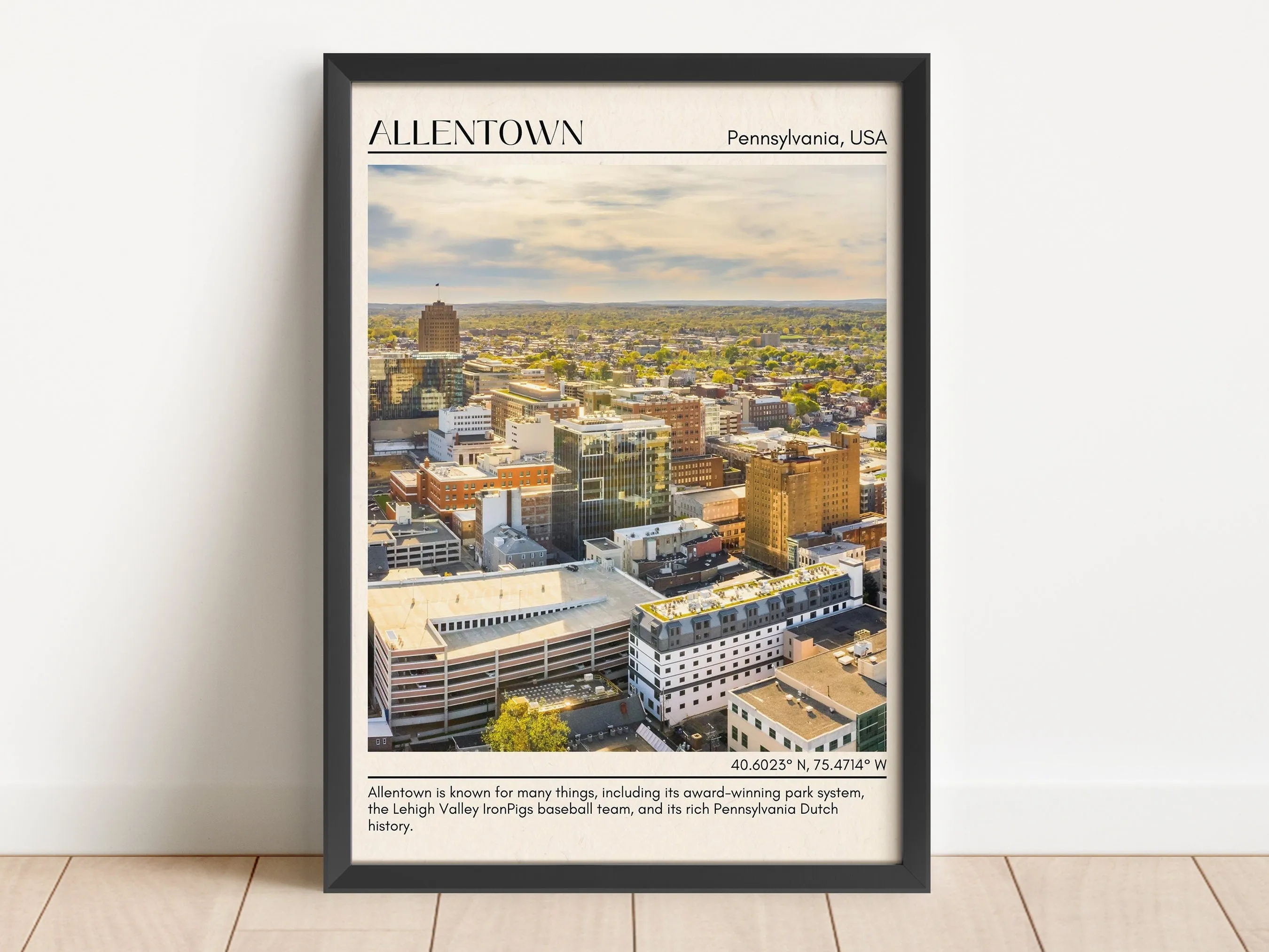 Allentown Minimal Wall Art, Pennsylvania, USA