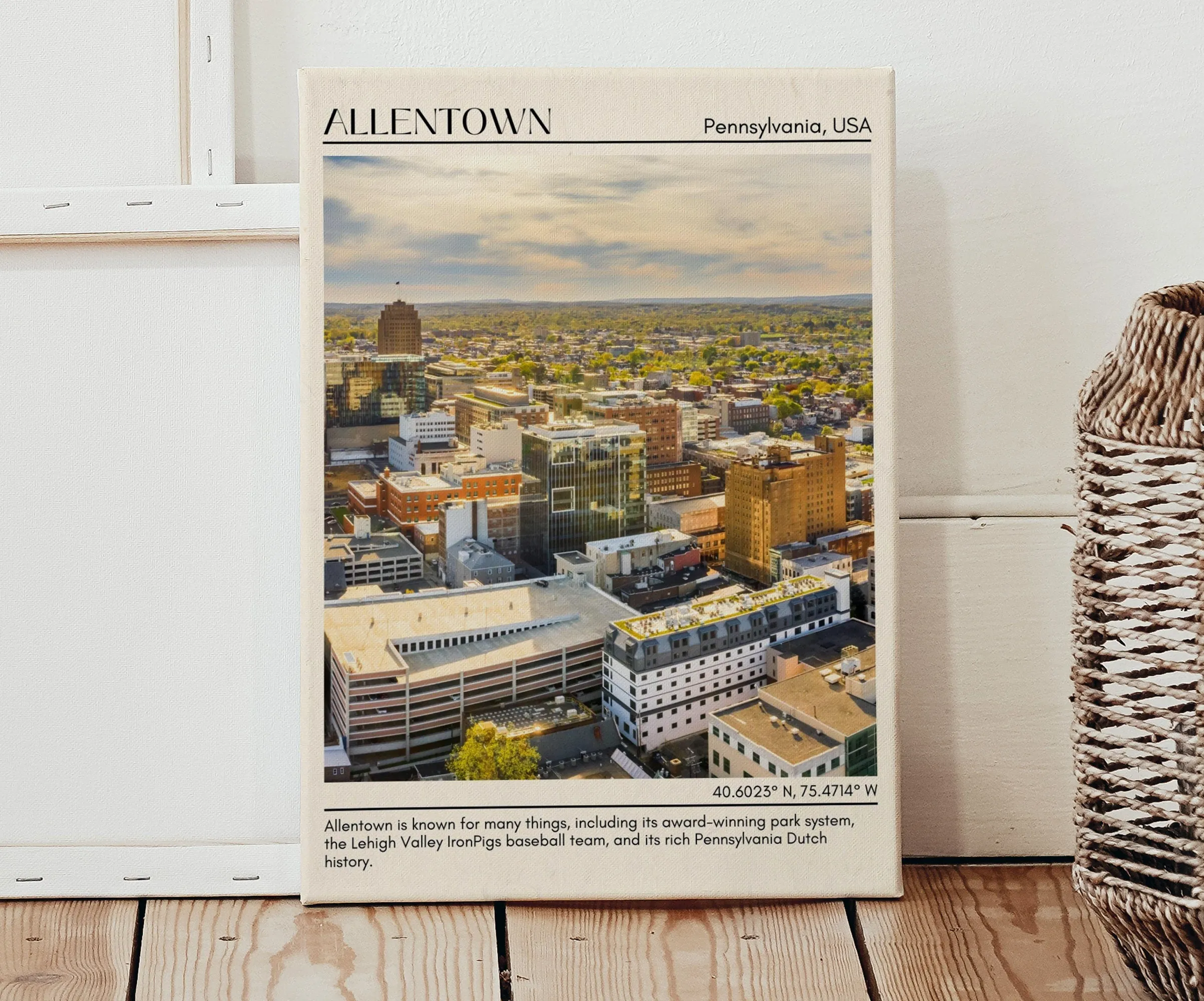 Allentown Minimal Wall Art, Pennsylvania, USA