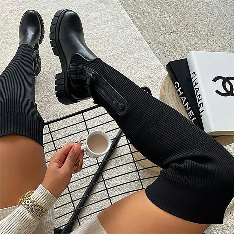 Annabel | Zwarte Overknee Boots
