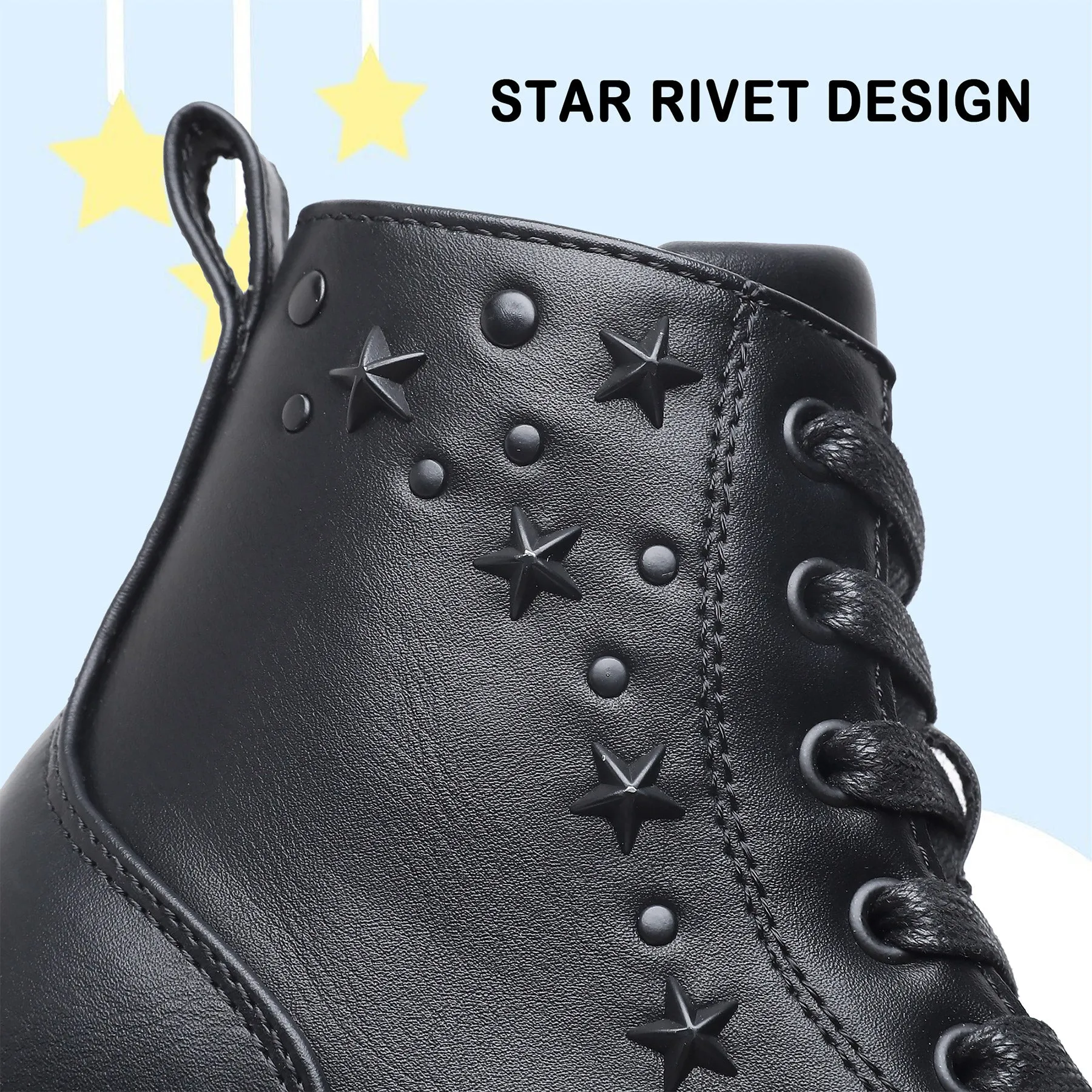 Apakowa Kids Girls Combat Ankle Boots With Side Zipper for Toddler Little/Big Kid-DY6250-Black