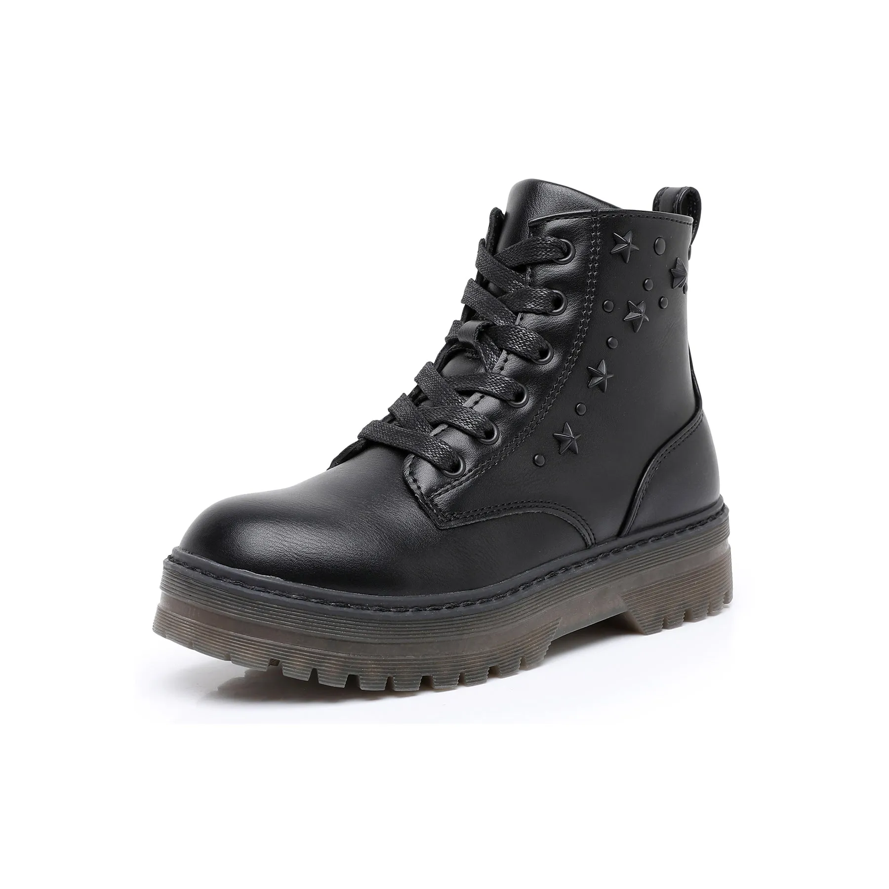 Apakowa Kids Girls Combat Ankle Boots With Side Zipper for Toddler Little/Big Kid-DY6250-Black