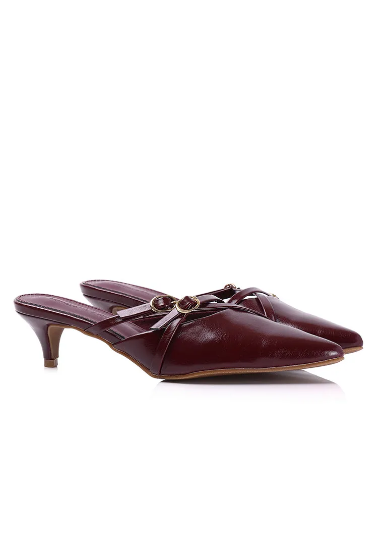 Asly Slip On Pumps Heels (Maroon)