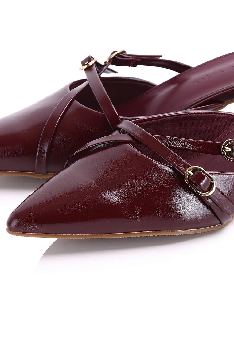 Asly Slip On Pumps Heels (Maroon)
