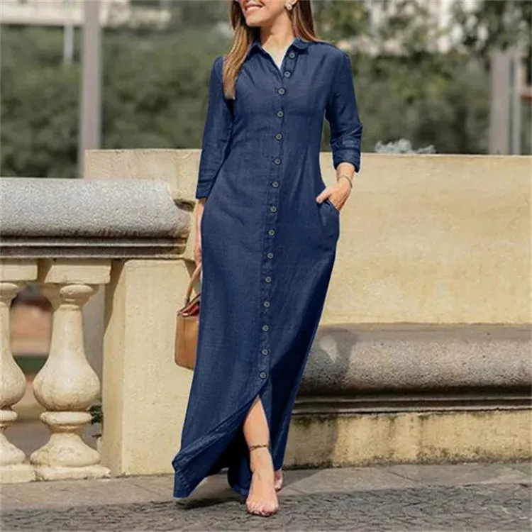 Autumn Women's Long Denim Dress