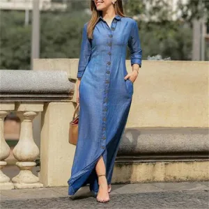 Autumn Women's Long Denim Dress