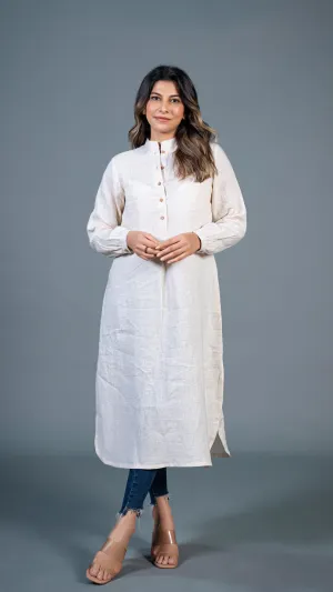 BEIGE JABHA STYLE LINEN KURTA