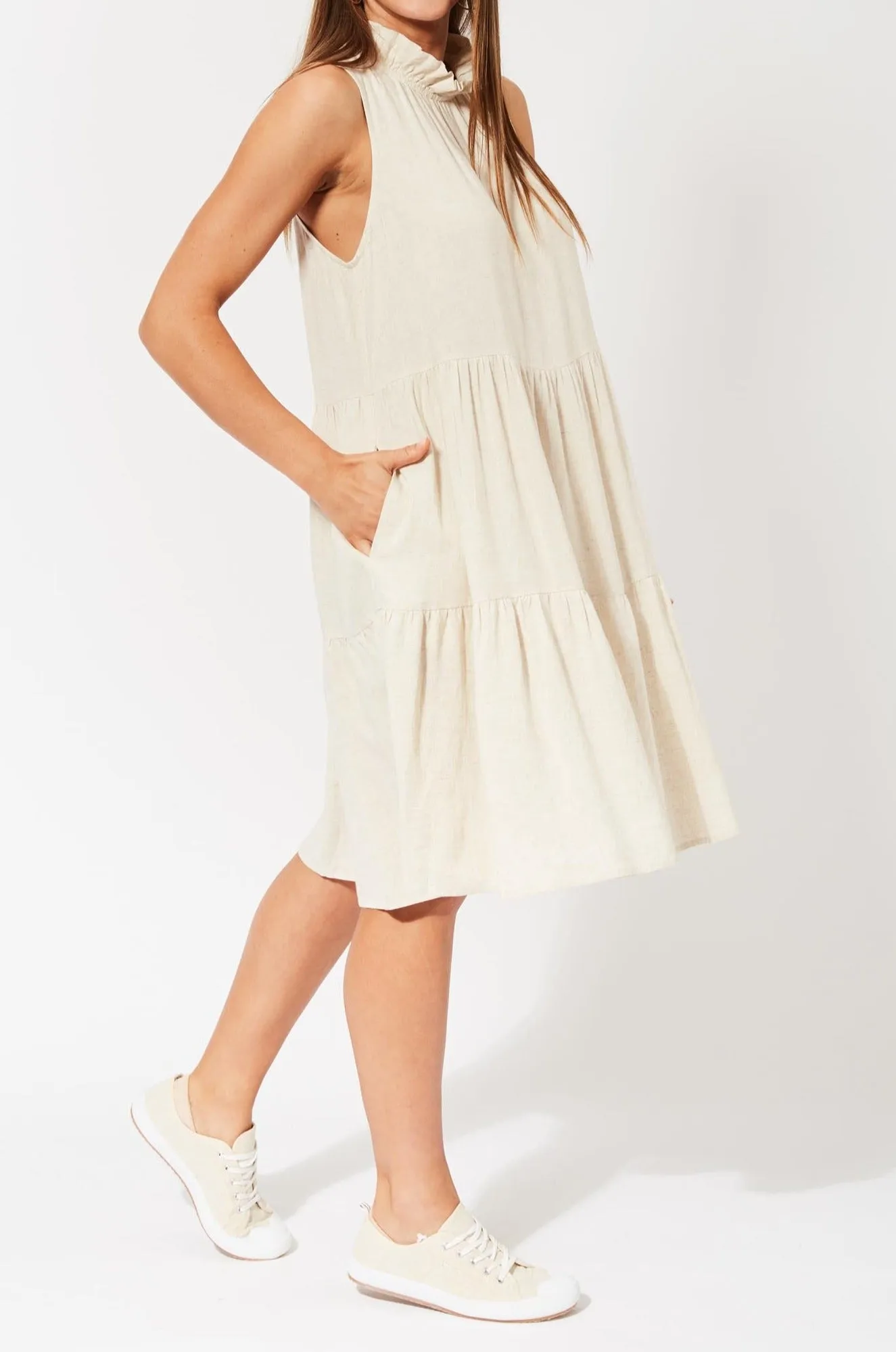 Belize Frill Dress - Clay