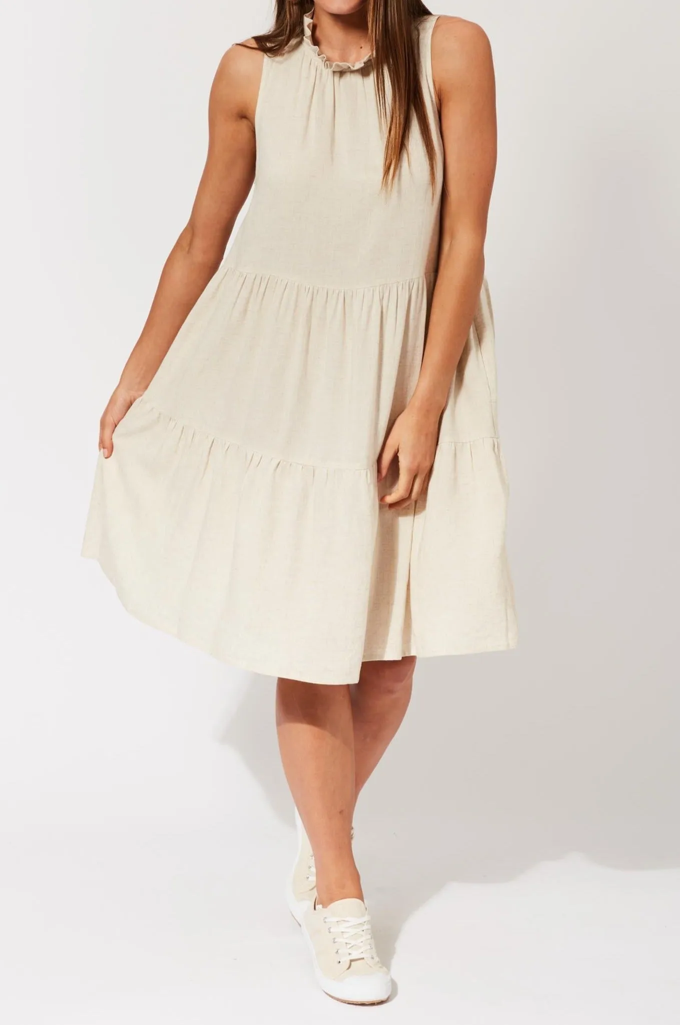 Belize Frill Dress - Clay