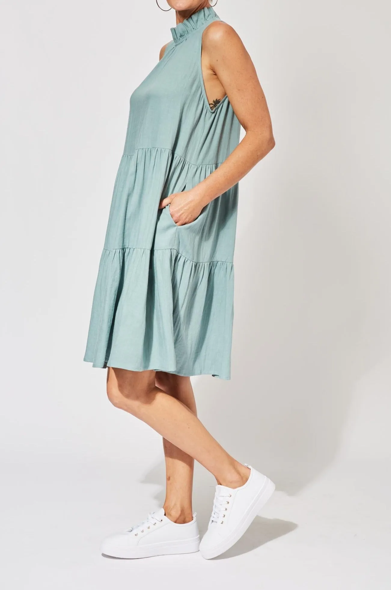 Belize Frill Dress - Mineral