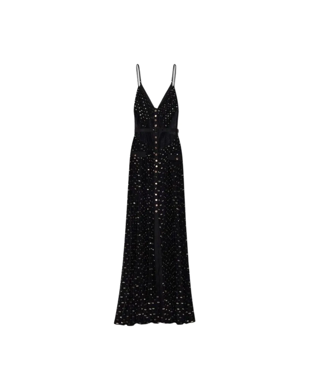 Black And Gold Chiffon Maxi Dress