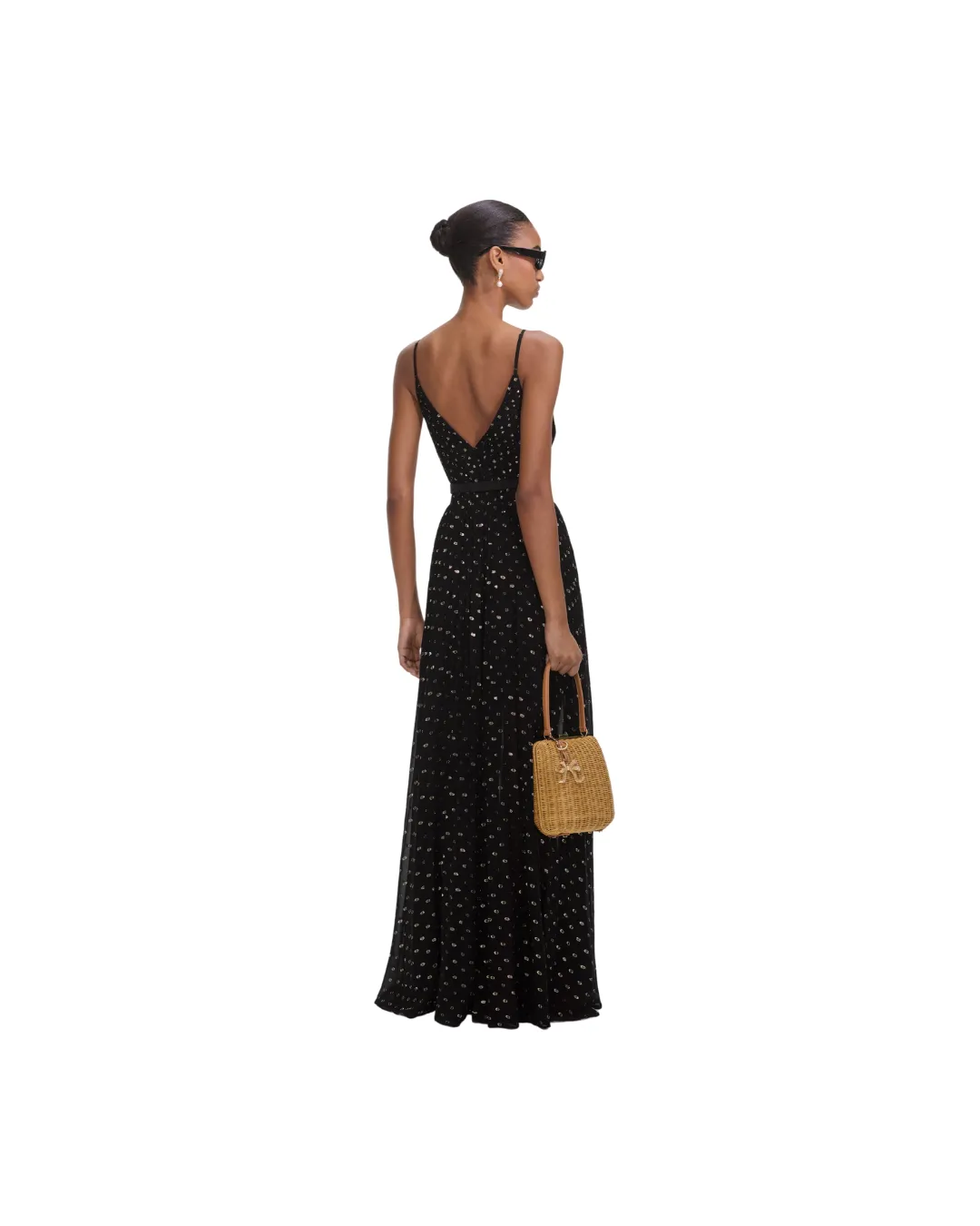 Black And Gold Chiffon Maxi Dress