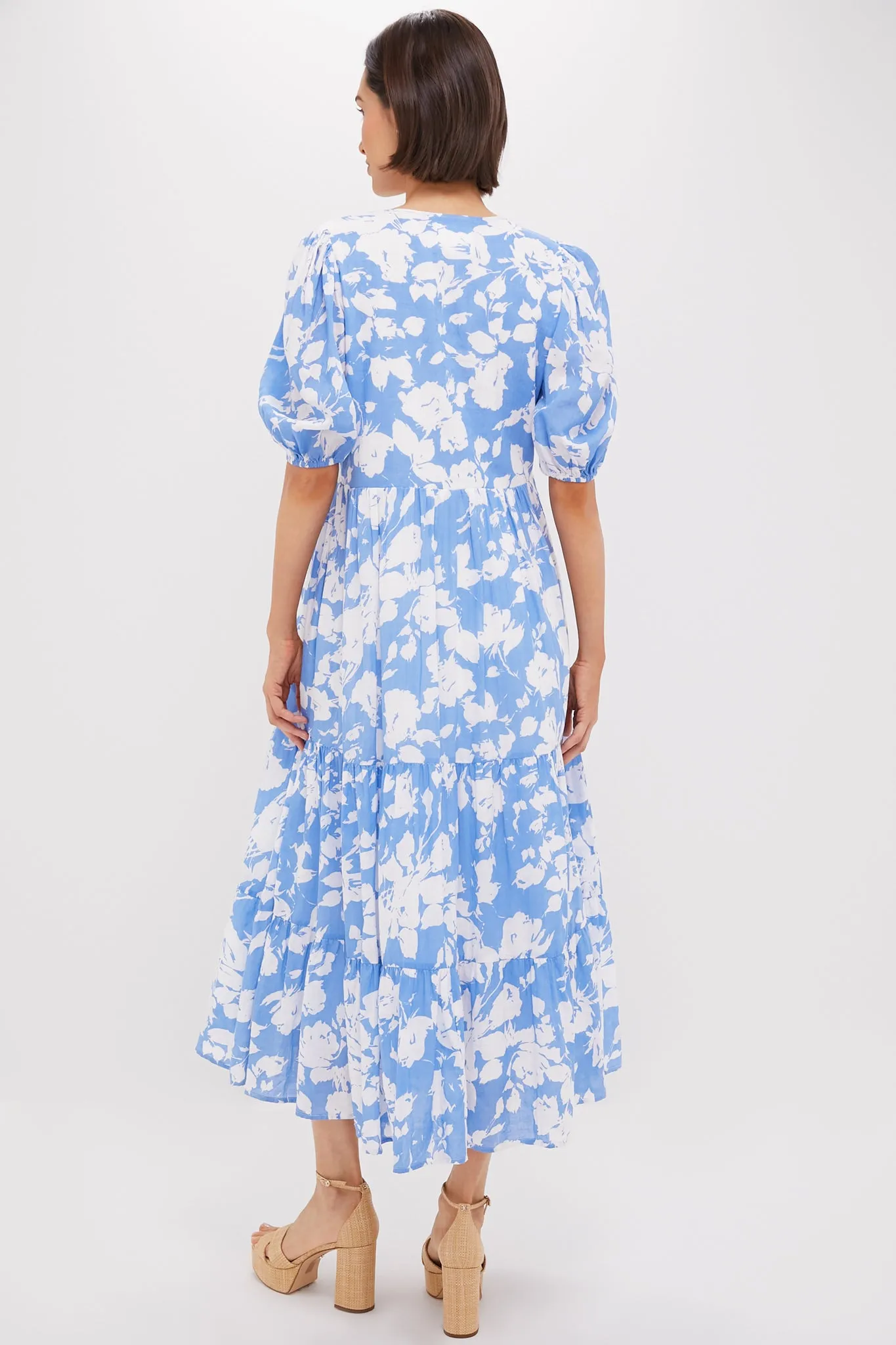 Blue and White Floral Cisco Maxi Dress