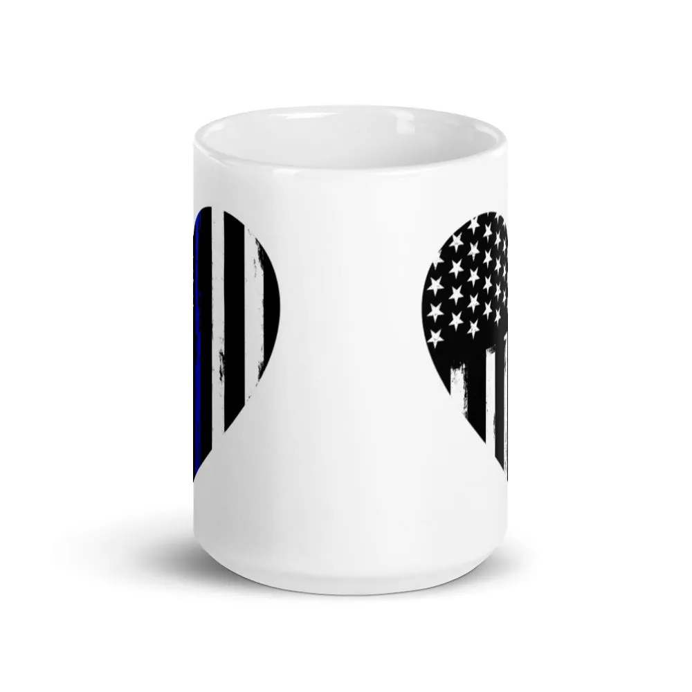 Blue Line Heart Mug