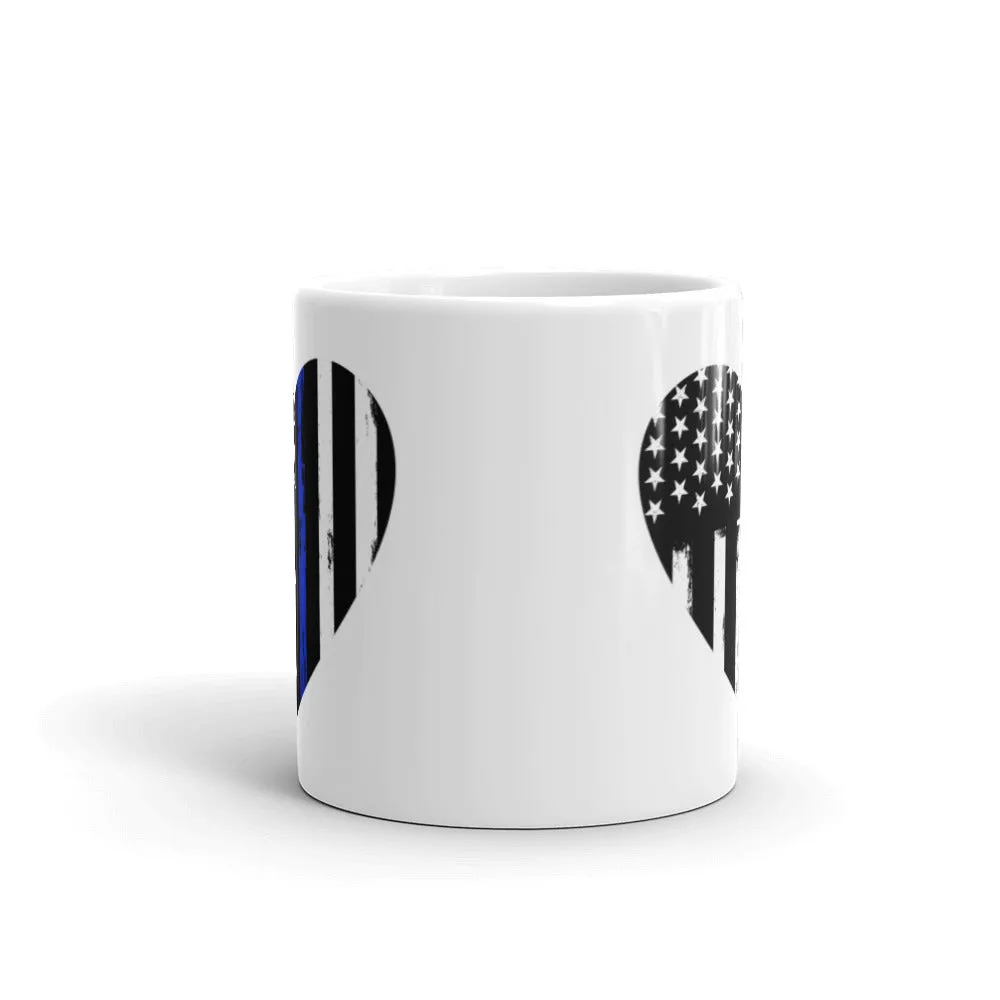 Blue Line Heart Mug