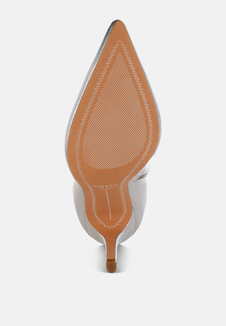Bow Detail Metallic High Ankle Boots By RUW