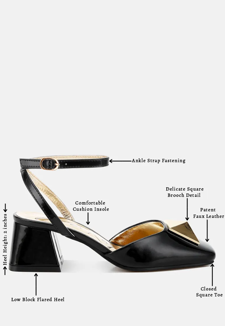 Brooch Detail Ankle Strap Sandals by RUW