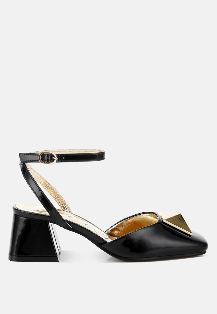 Brooch Detail Ankle Strap Sandals by RUW