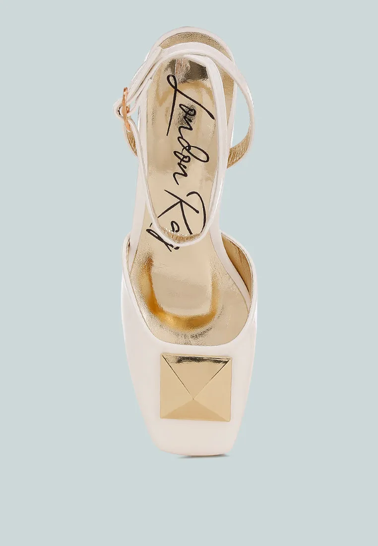 Brooch Detail Ankle Strap Sandals by RUW