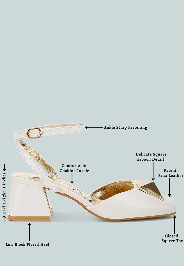Brooch Detail Ankle Strap Sandals by RUW