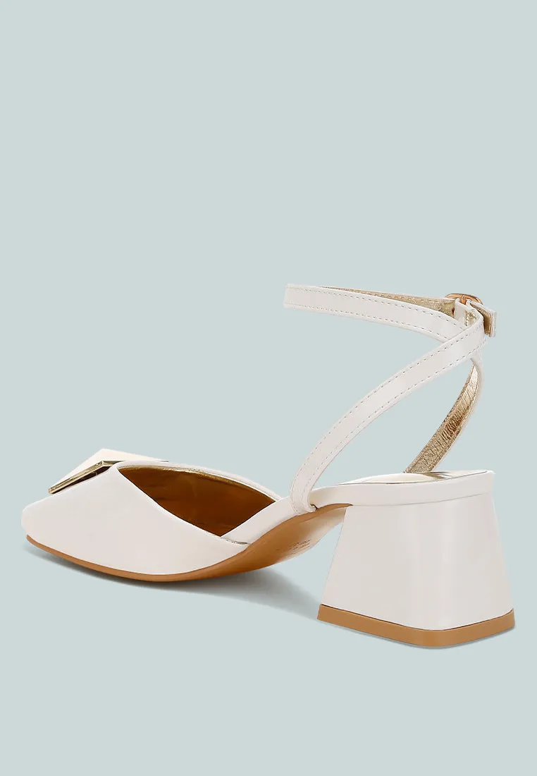Brooch Detail Ankle Strap Sandals by RUW