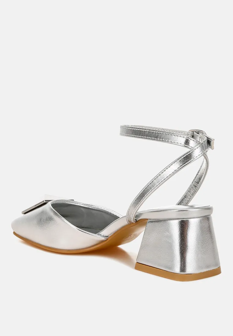 Brooch Detail Ankle Strap Sandals by RUW