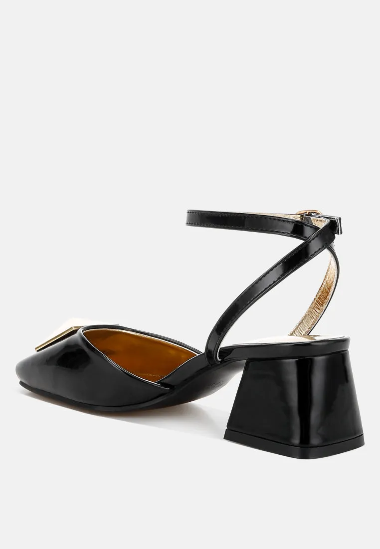 Brooch Detail Ankle Strap Sandals by RUW