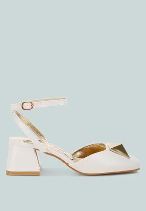 Brooch Detail Ankle Strap Sandals by RUW