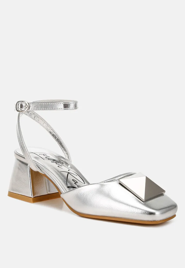Brooch Detail Ankle Strap Sandals by RUW