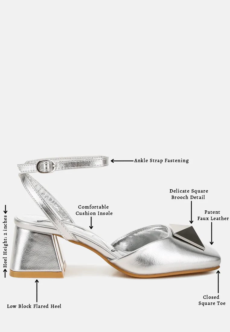Brooch Detail Ankle Strap Sandals by RUW