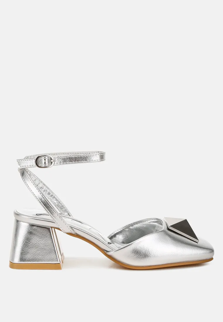 Brooch Detail Ankle Strap Sandals by RUW