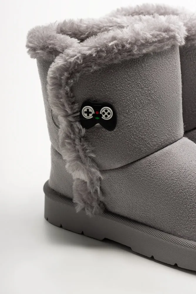 Button Comfort Boots Grey