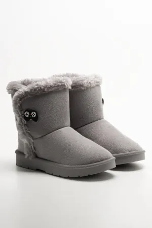 Button Comfort Boots Grey
