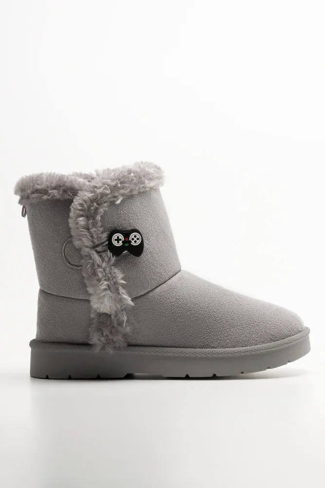Button Comfort Boots Grey