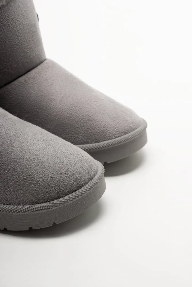 Button Comfort Boots Grey