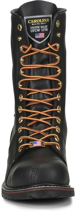 Carolina Men's USA Made Linesman 10" Soft Toe Slip Resistant Work Boot -Black- 905