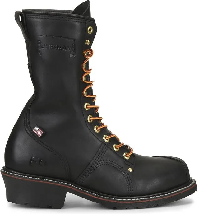 Carolina Men's USA Made Linesman 10" Soft Toe Slip Resistant Work Boot -Black- 905
