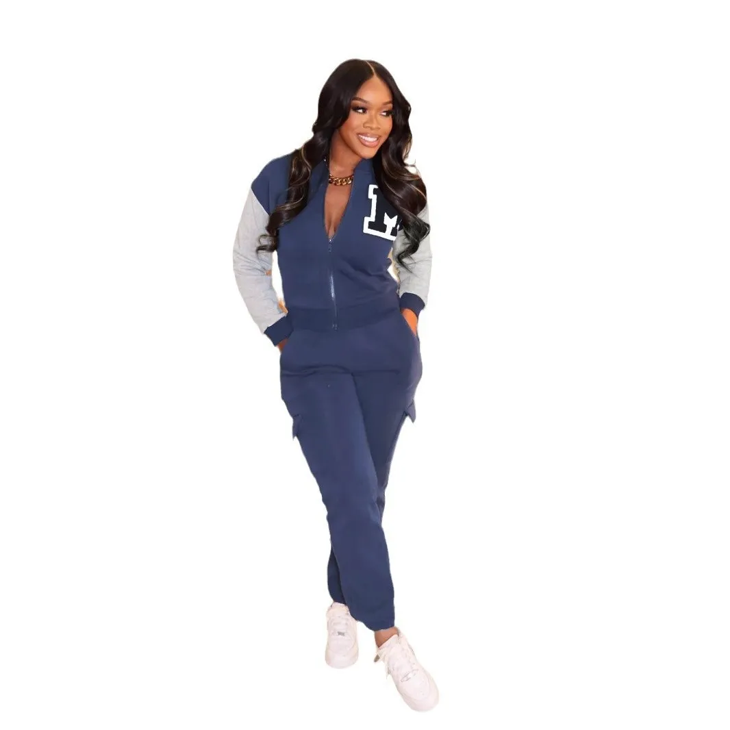 Casual Two-Piece Set with Letter Print and Color Contrast for Effortless Style