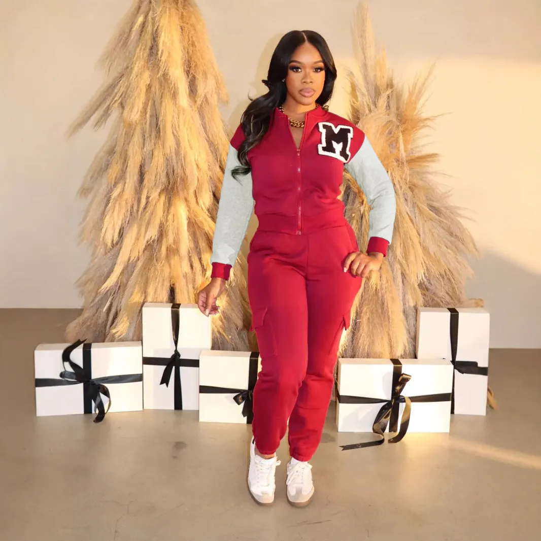 Casual Two-Piece Set with Letter Print and Color Contrast for Effortless Style