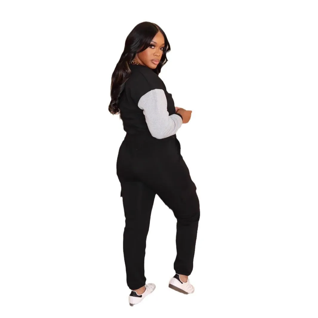 Casual Two-Piece Set with Letter Print and Color Contrast for Effortless Style