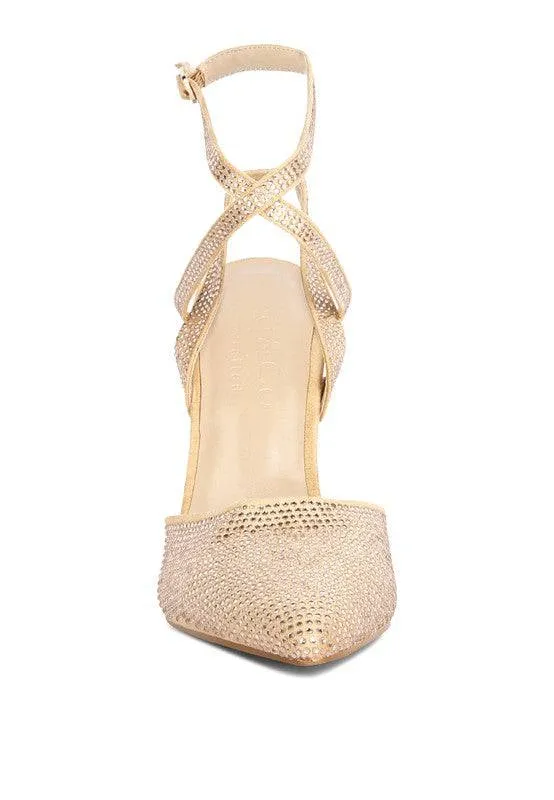 CHARMER Rhinestone Embellished Stiletto Sandals